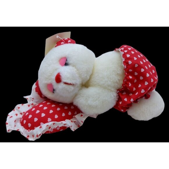 Great American Fun Corp sleepy white bear plush Stuffed Red White  Pillow - Picture 1 of 8